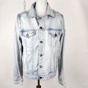 Aeropostale Denim Long Sleeve Jean Jacket Distressed Trucker Casual Mens S